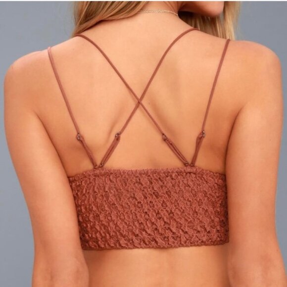 5 for $25 Free People Adelaide Lace Bralette Copper size Small - Picture 2 of 9